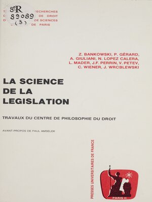 cover image of La science de la législation